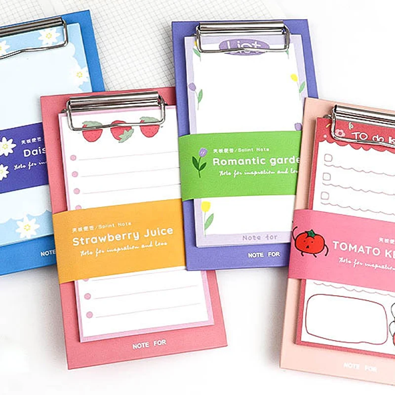30sheets Colorful Clipboard Notepads Sticky Note Multi-function Folder Board with Memo Pad for School Stationery Office Supplies