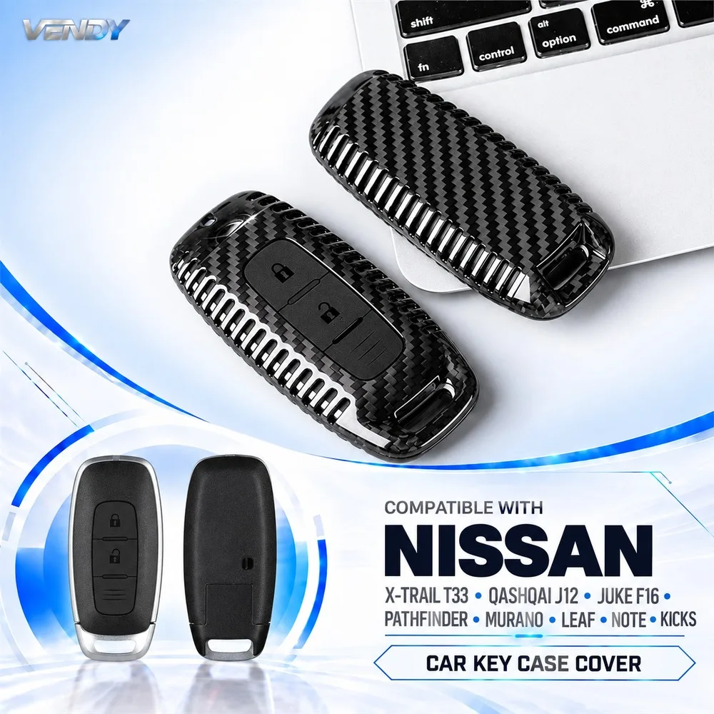 Real Carbon Fiber Car Key Case Cover Protector Shell For Nissan X-Trail T33 Qashqai Juke F16 Pathfinder Murano Leaf Note Kicks
