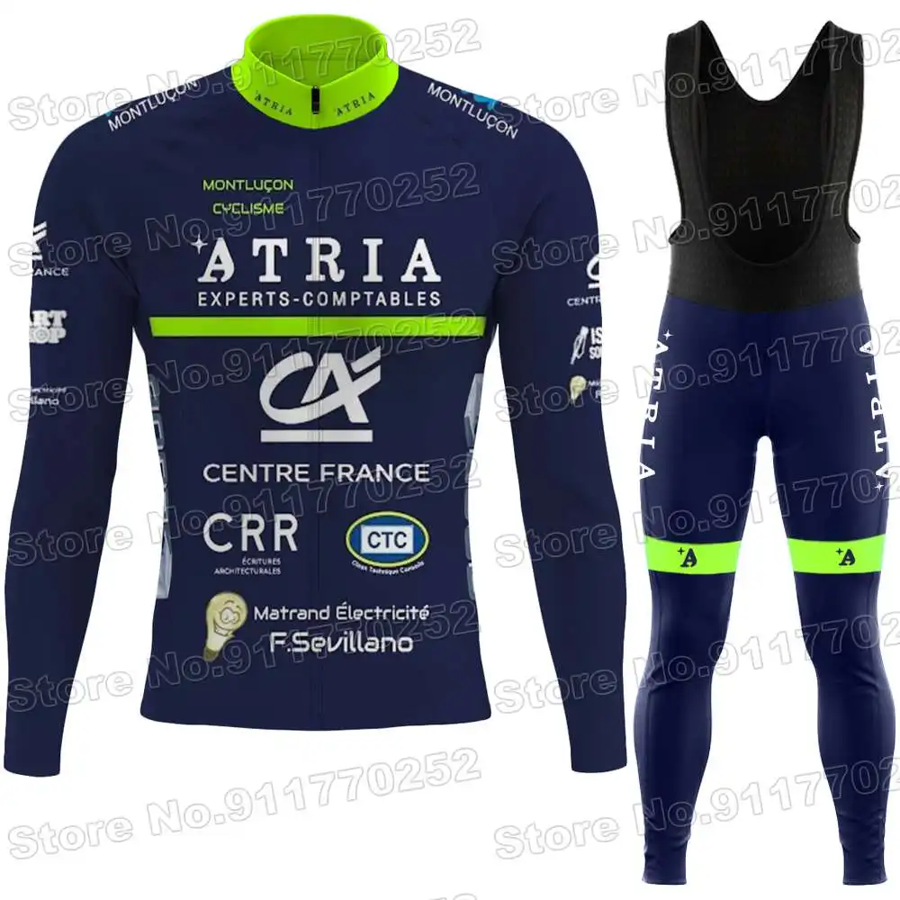 Team Atria-Montluçon Cyclisme 2024 Cycling Jersey Set Men Cycling Clothing Long Sleeve Road Bike Jacket Suit Bicycle Bib Tight