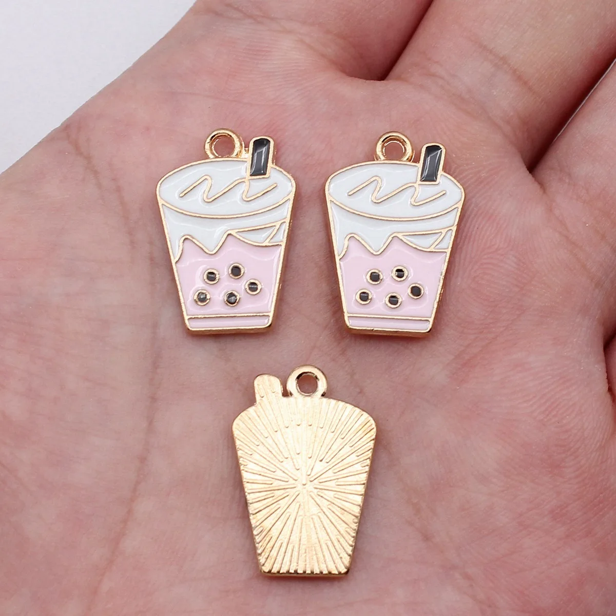 

10pcs 21x15mm 2 Colors Light Pink Color Green Color Milk Tea Charms Handmade Jewelry Making Accessories