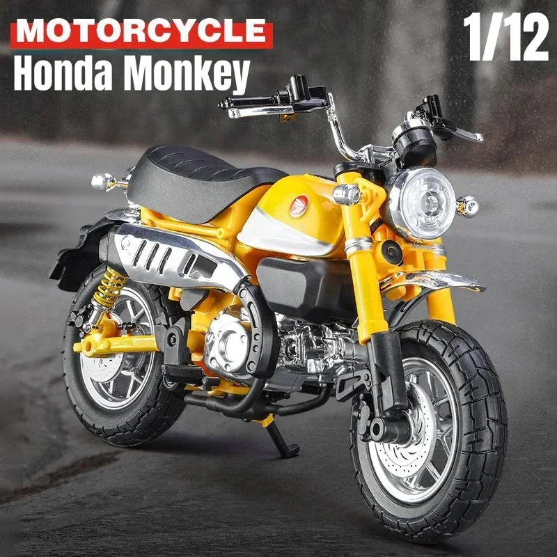 

Мотоциклетная игрушка Honda Monkey в масштабе 1:12, литая металлическая модель, миниатюрная коллекция супер спорта со звуком и фотомагнитом, подарок для мальчиков и детей