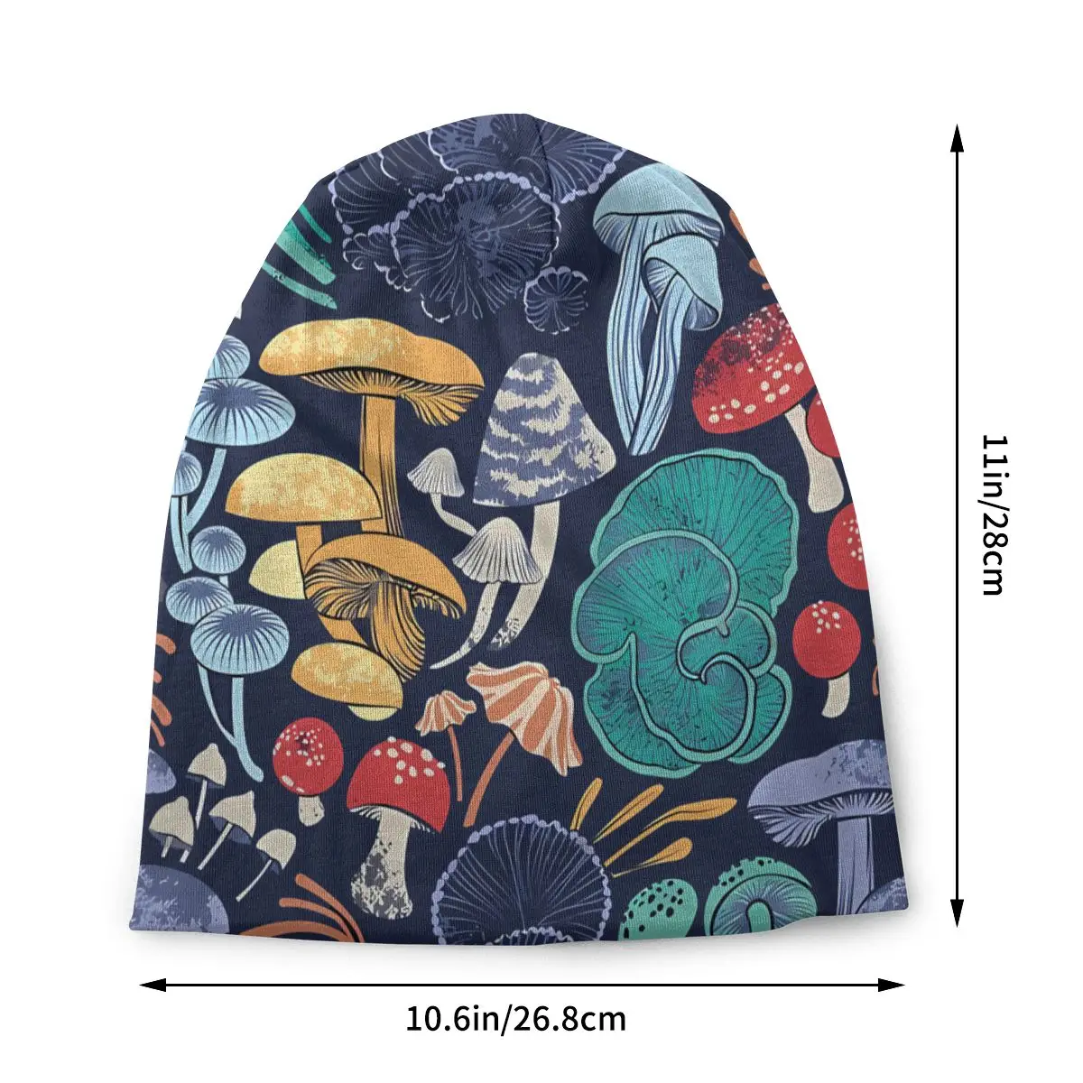 Midnight Blue Background MulticolOured Wild Mushrooms Men Women Thin Beanies Cycling Ski Cap Skullies Bonnet Hat