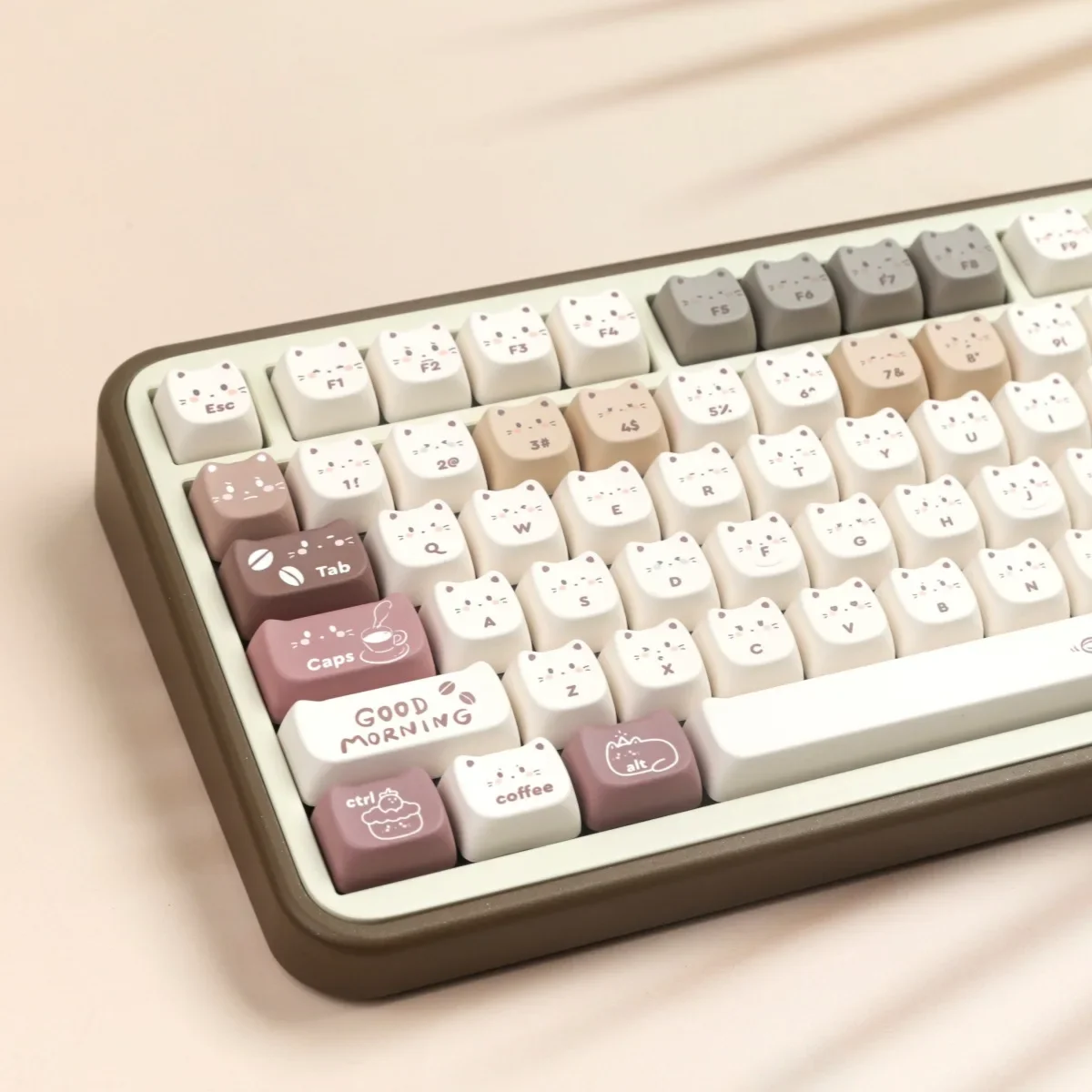 MAO cat height coffee cat big full set of PBT sublimation keycaps split space 7u supplement