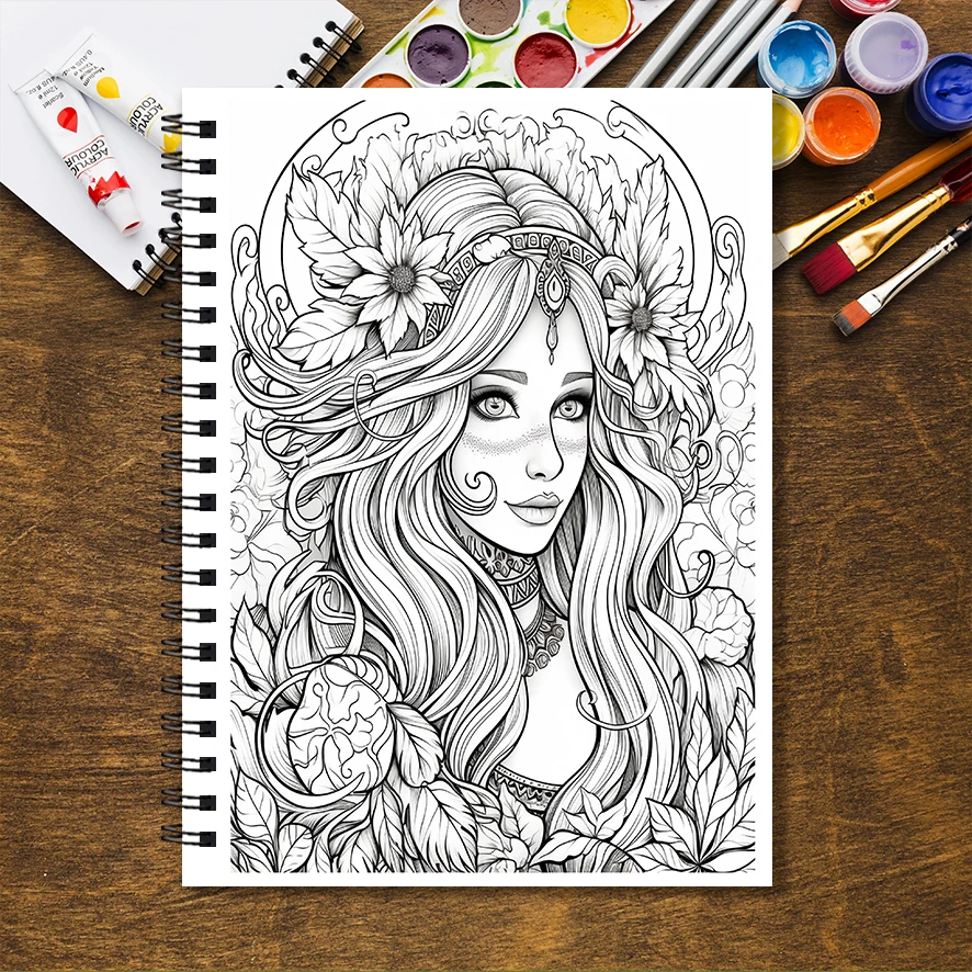 Witch Coloring Book for Adults - 8.3x 11.2 Inch 32 Page Coloring Book - Helps Reduce Stress and Ease Emotions