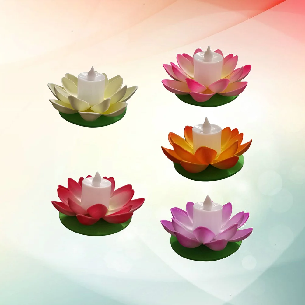 6 Pcs LED Floating Candles Lotus Night Light Electronic Artificial Flowers Plants Pool