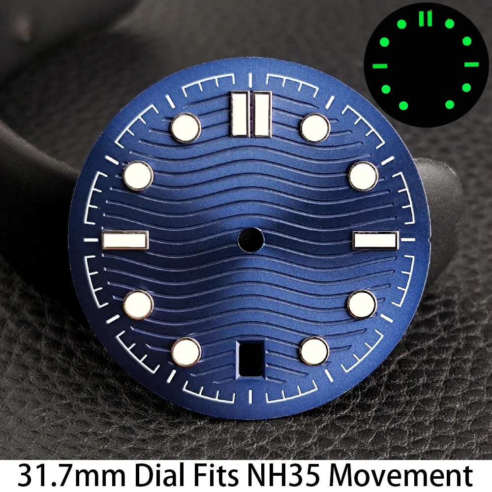 31,7mm 6-Uhr-Zifferblatt Passend für NH35 Uhrwerk Zubehör Ersatz für Uhren Herren Grün Leuchtende NH35 Zeiger Mechanisches Uhrenteil – Detail 2