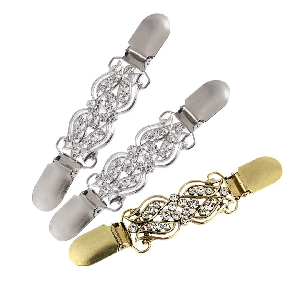 

3pcs Rhinestone Shawl Clips Metal Alloy Brooch Pin Strong Grip Anti-Slip For Scarves Wraps Cardigans Sweaters Blouses Dresses