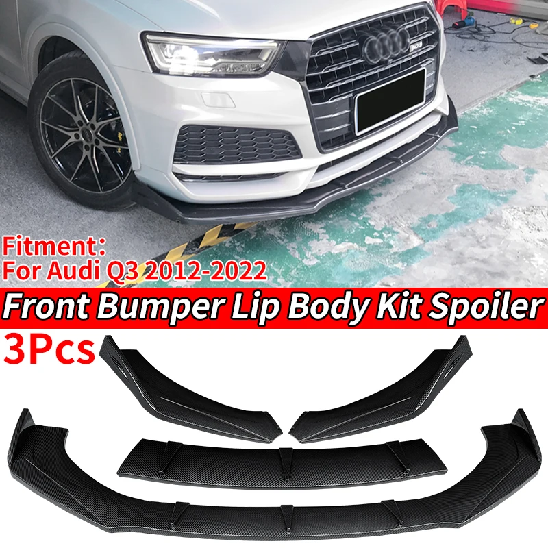 

Car Accessories Front Bumper Lip Body Kit Chin Guard Diffuser Cover Deflector ABS 3 Pieces For Audi Q3 2012 13 15 18 20 21 2022