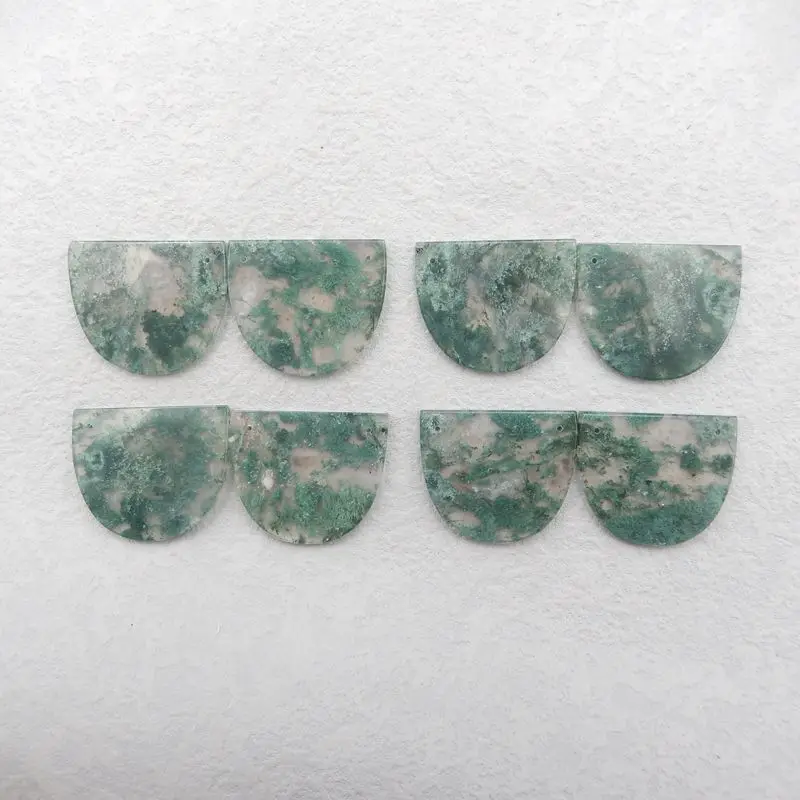 

1Pair Semiprecious Natural Stone Moss Agate Double Holes Fashion Jewelry Women Earrings Accessories 35x30x3mm 15g