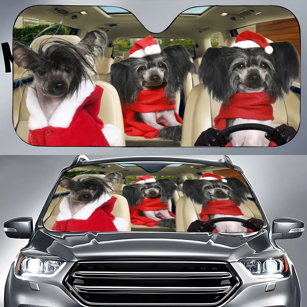 

Chinese Crested Dog Wear Hat Driving Car Front Windshield Sun Shade,British Shorthair Cat Sunshade for SUV- Blocks Uv Rays Pro