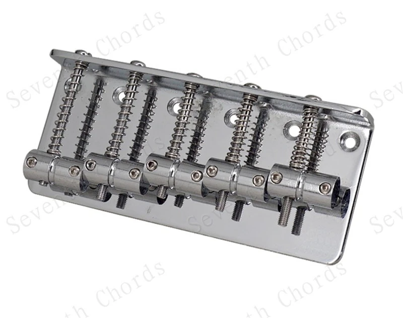 Silberne 5-Saiten-E-Bass-Gitarrenbrücke, Zubehörteile für Musikinstrumente – Detail 6