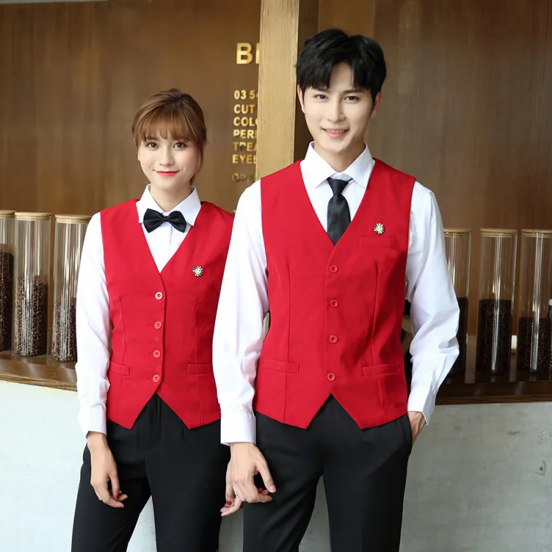 Uniforme de trabalho de garçom de hotel, colete feminino, catering, restaurante, supermercado, barkhtvwestern, restaurante, roupa de trabalho, colete preto masculino