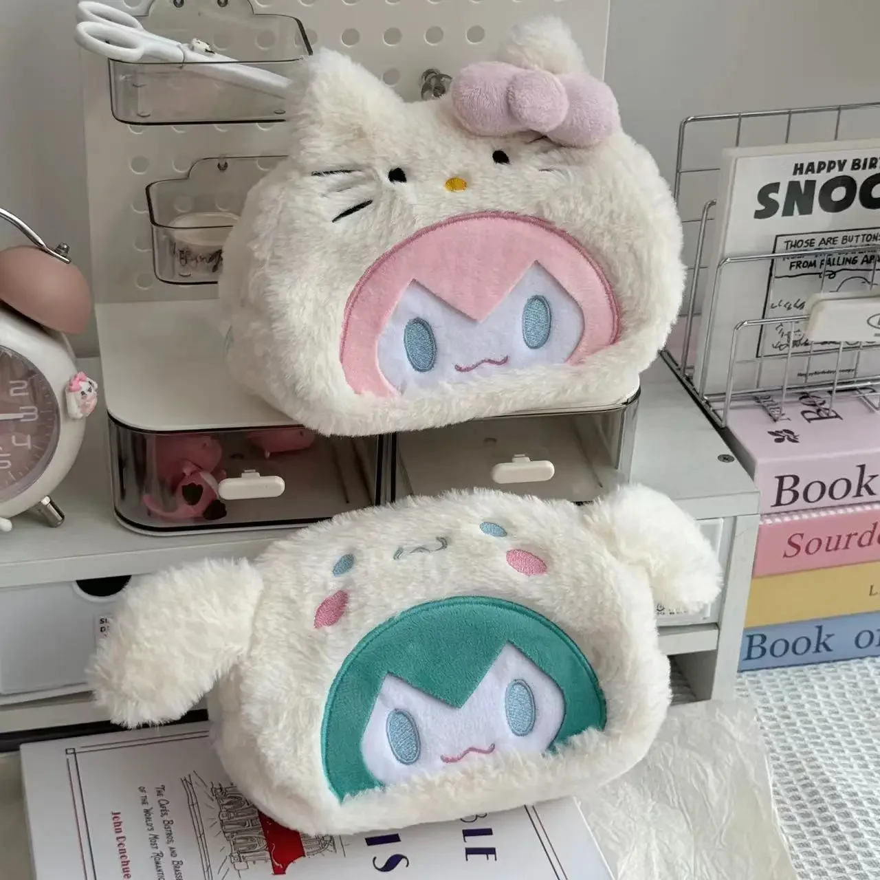 Korean Stationery Cute Pencil Case Japanese Cute Cartoon Plush Doll Storage Bag School Supplies Student Stationery Kawaii Bag image 5
