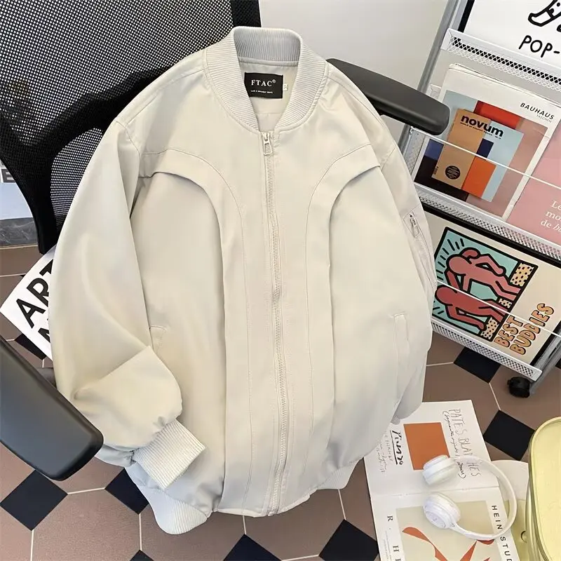 

Men's Casual Baseball Jaet Pilot Workwear Sweatirt Open Cardigan Outerwear Autumn Winter plus Size American Design