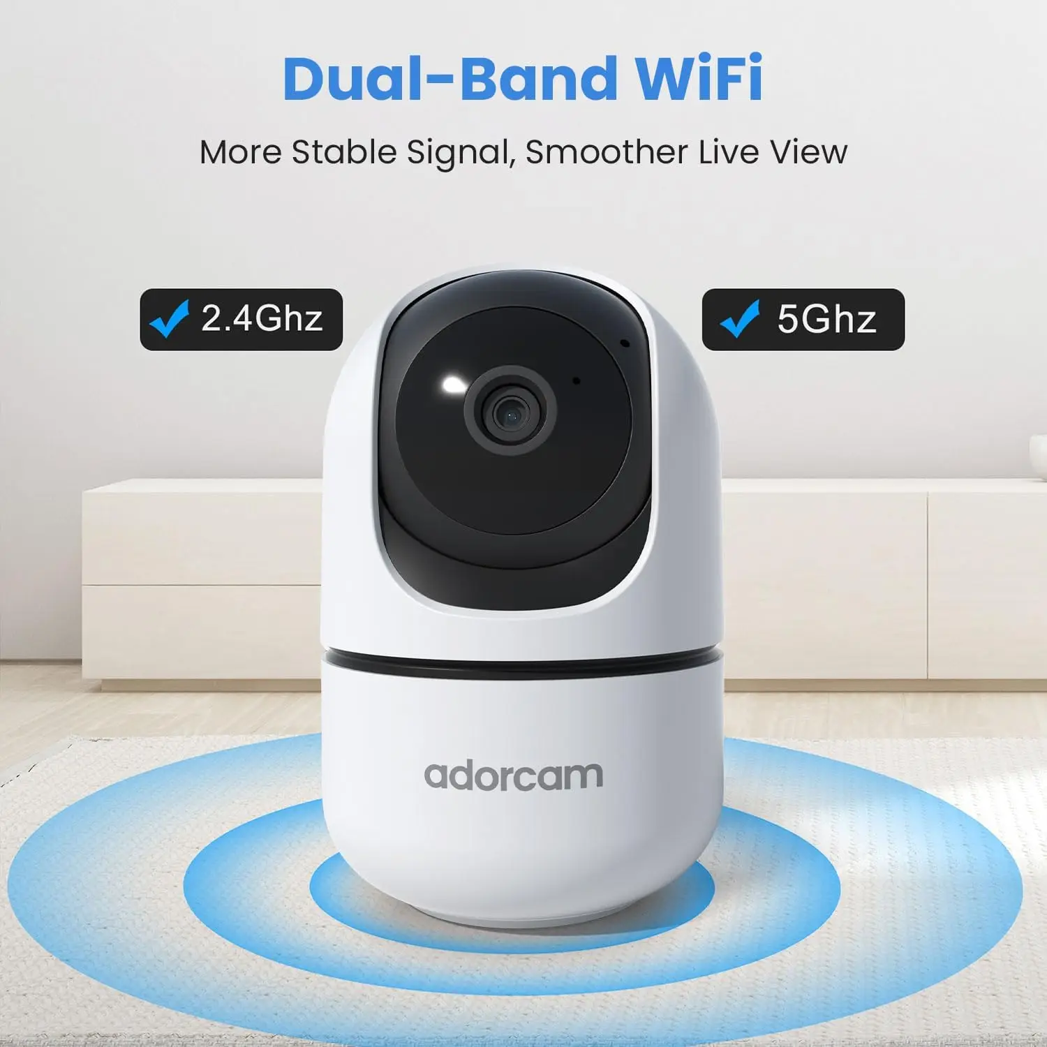 2K 360° WiFi Indoor Security Camera with Night Vision & Two-Way Audio for Home Monitoring