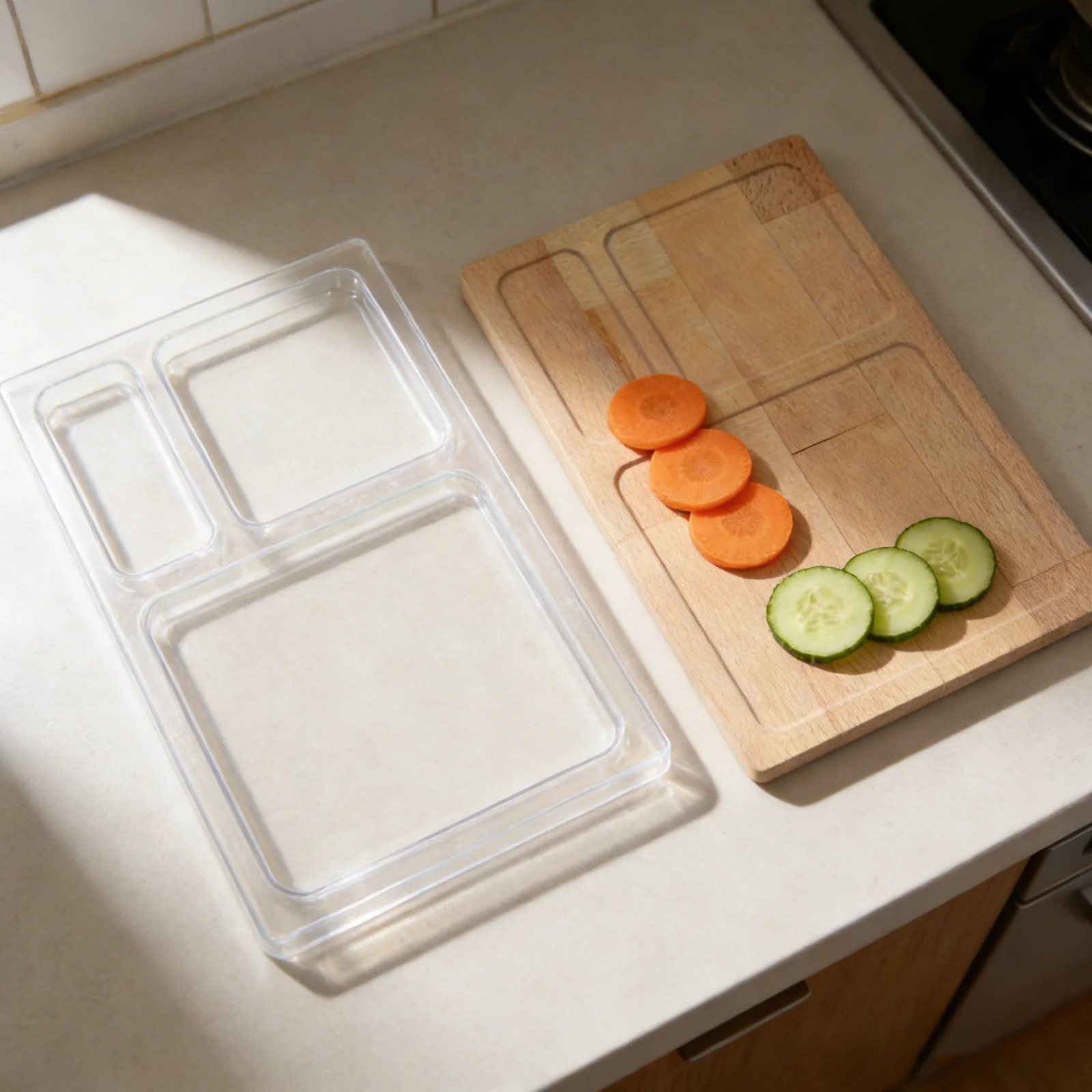 

3 Pocket Acrylic Template Clear Rectangle Woodworking Router Stencil for Valet Tray Inlay Craft Projects 11.8x7.9 Inch