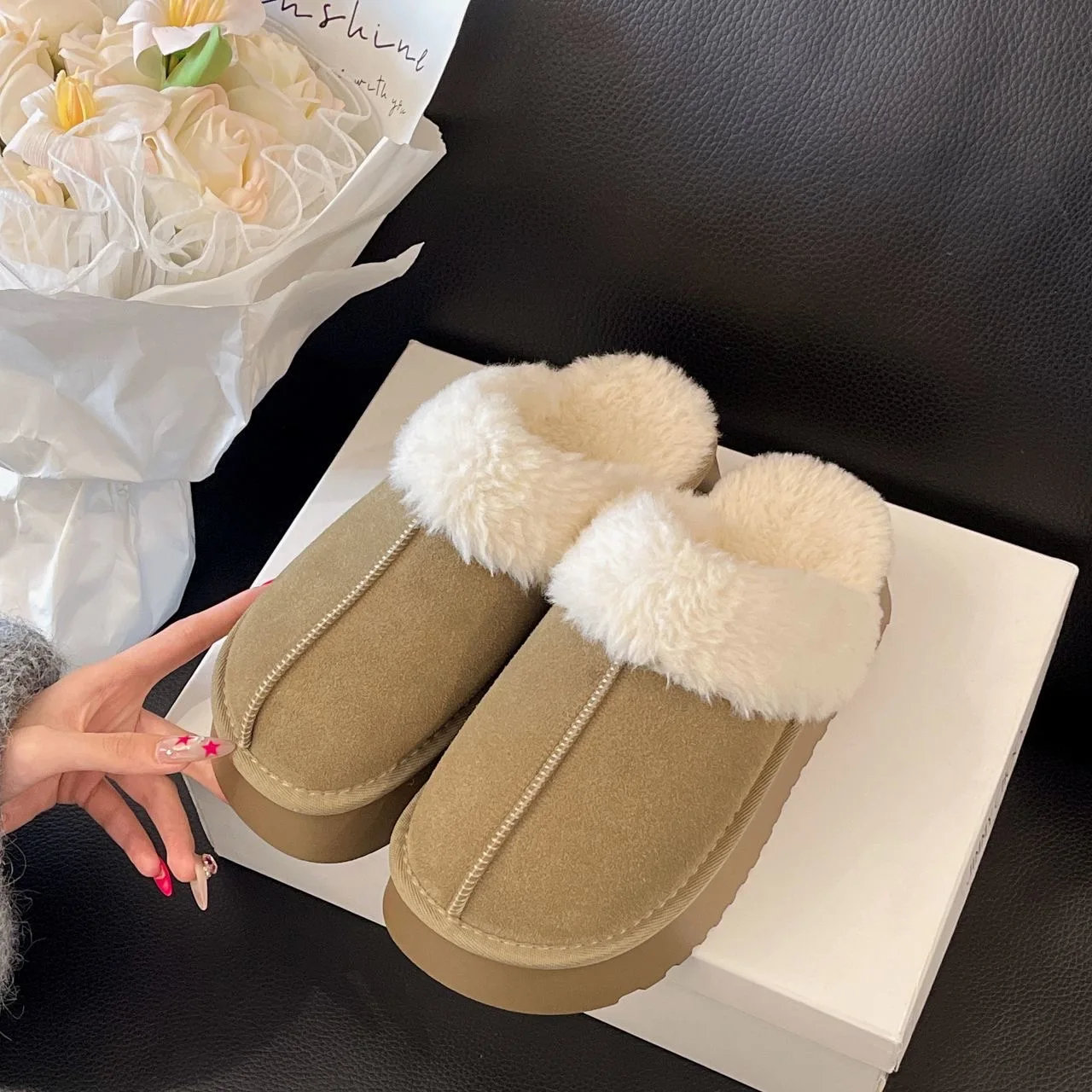 أحذية الثلوج الدافئة ذات النعل السميك للنساء لشتاء 2025 فرو سميك دافئ متكامل مريح مقاس كبير أحذية ماو ماو ماو. #2