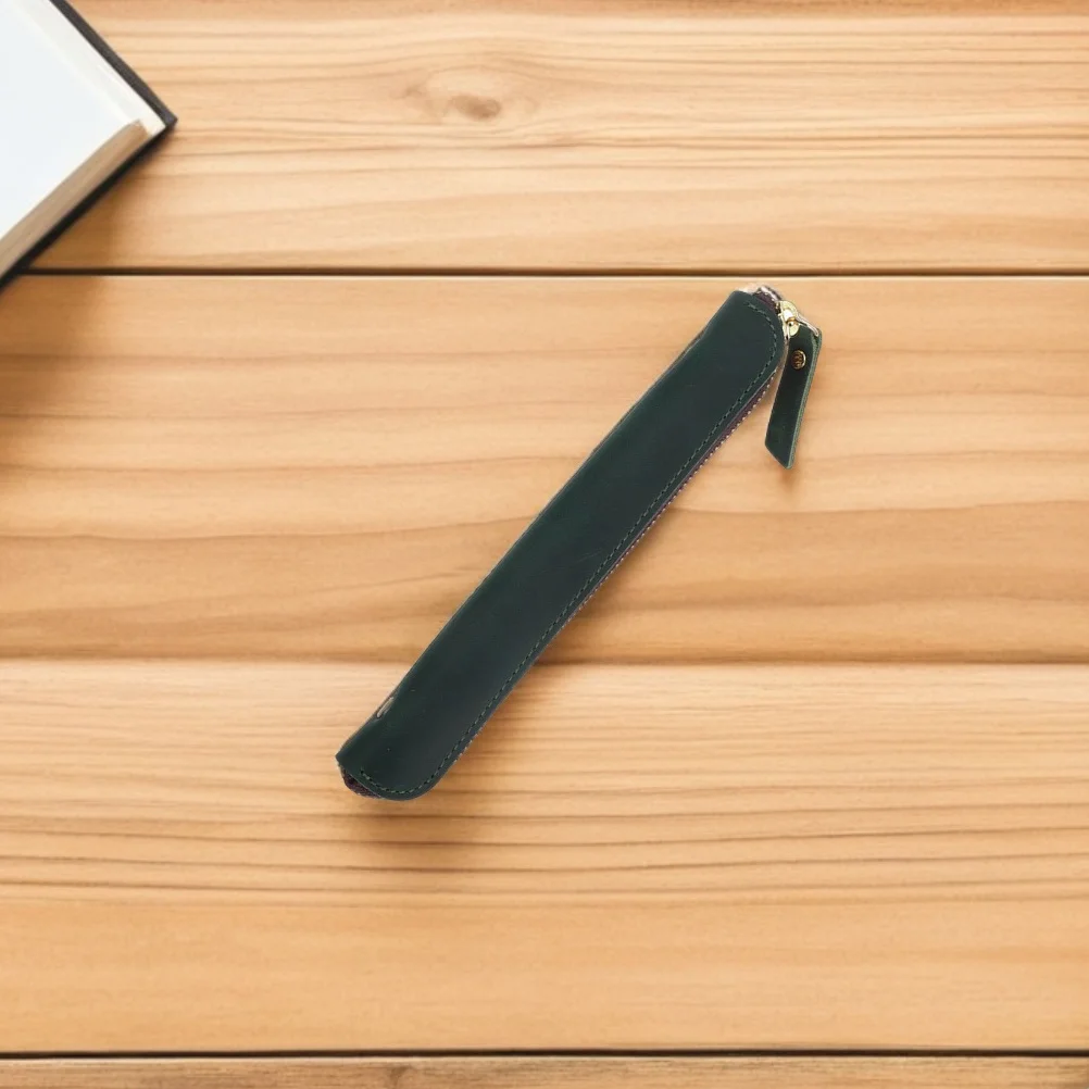 Mini estuche de bolígrafo de 2 uds., estuche de lápices de PU de 7,47 pulgadas, funda de bolígrafo portátil con cierre de cremallera de estilo Vintage para plumas estilográficas y