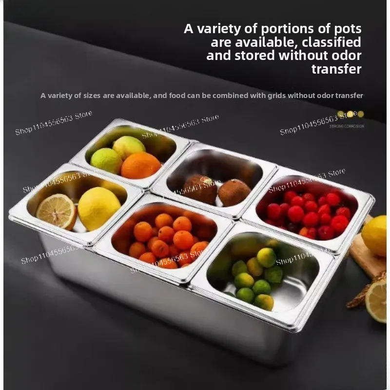 6 Pans Condiment Dispenser | Countertop Food Container, Cold Buffet Salad Fruit Spice Serving Tray