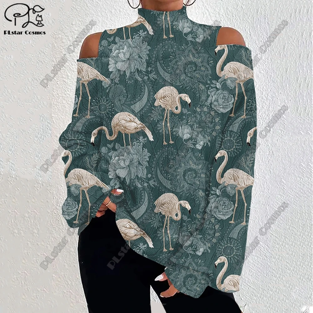 

3D Printing Retro Aboriginal Series Tribal Turtle Art Pattern Women's Lantern Sleeve Off Shoulder Textured Casual Long Sleeve F4