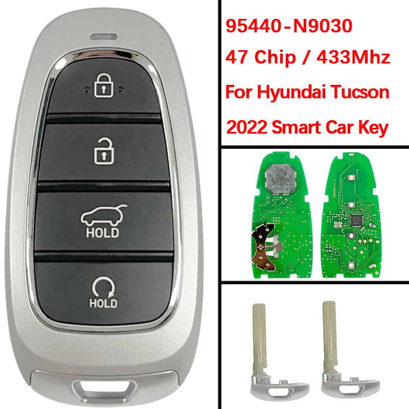 

CN020238 Aftermarket, 4 кнопки, смарт-брелок, 47 чипов, 433 МГц, номер детали 95440-N9030, пульт дистанционного управления без ключа для Hyundai Tucson 2022
