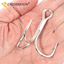 4X 50Pcs Big Treble Fishing Hooks High carbon Steel Shark Tuna Jig Triple Anchor Fishhooks Saltwater Barbed hook Strong 4/0-10/0