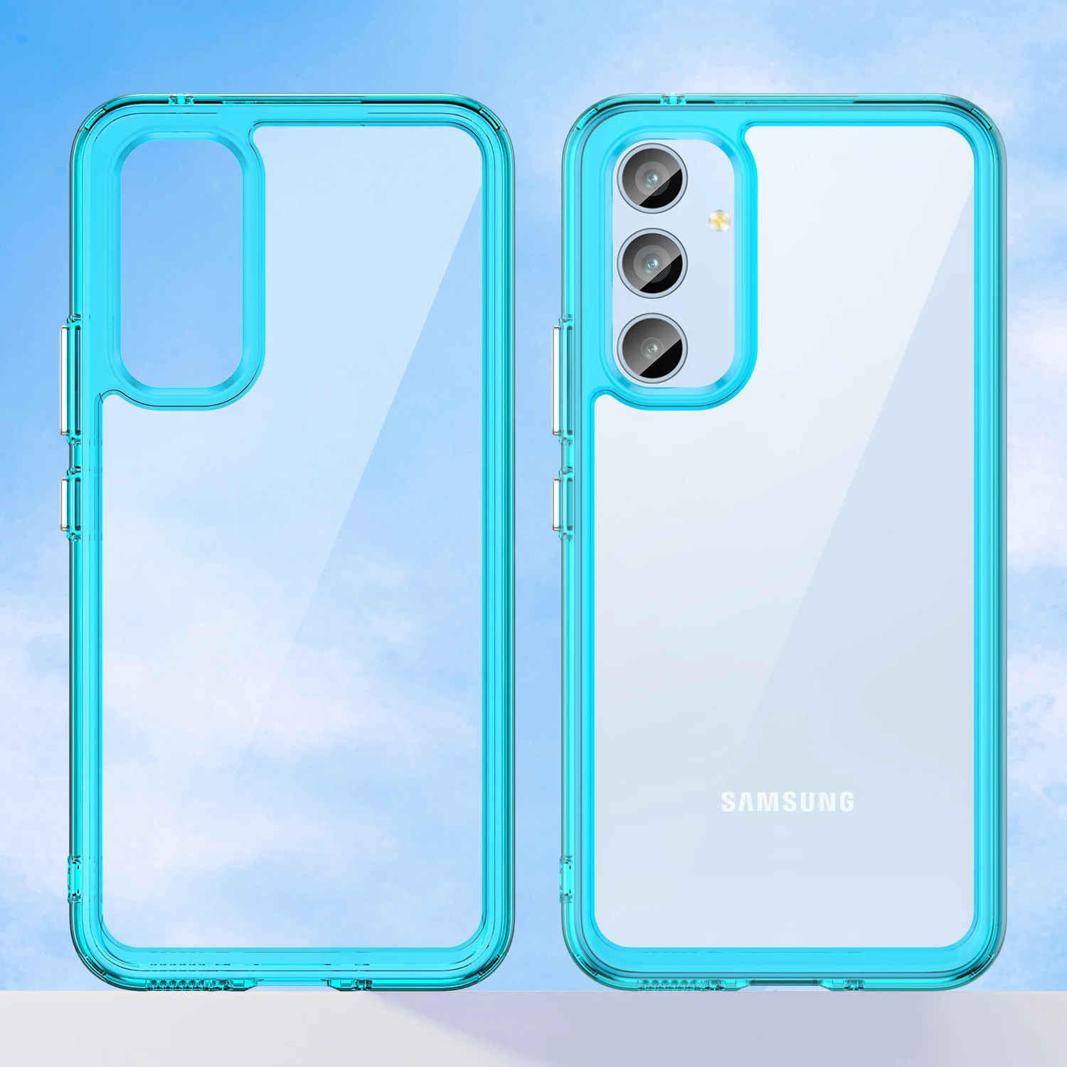 Candy Color Transparent Case For Samsung Galaxy A54 A34 A14 A24 A53 A33 A73 A23 A25 Wrap Frame Silicone Back Case Cover Funda