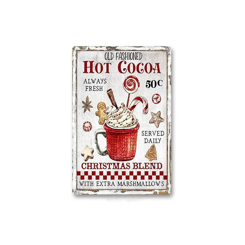 خمر عيد ميلاد سعيد تين تسجيل اللوحة الرجعية المعادن الجدار ملصق فني للنادي غرفة المعيشة المطبخ السنة الجديدة هدية ديكور المنزل #3