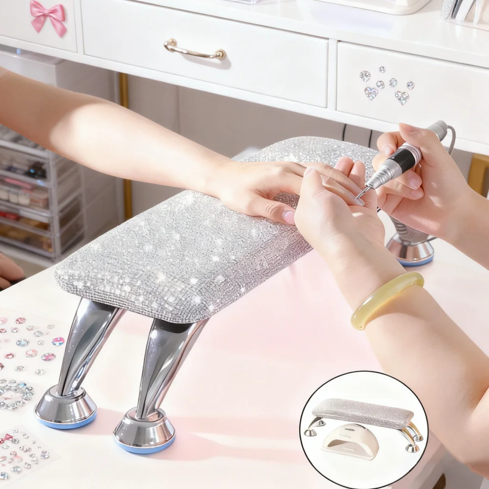 High Quality Professional Sparkling Diamond Studded Manicure Nail Hand Accessories Cushioned Ergonomic Comfortable Nail Care