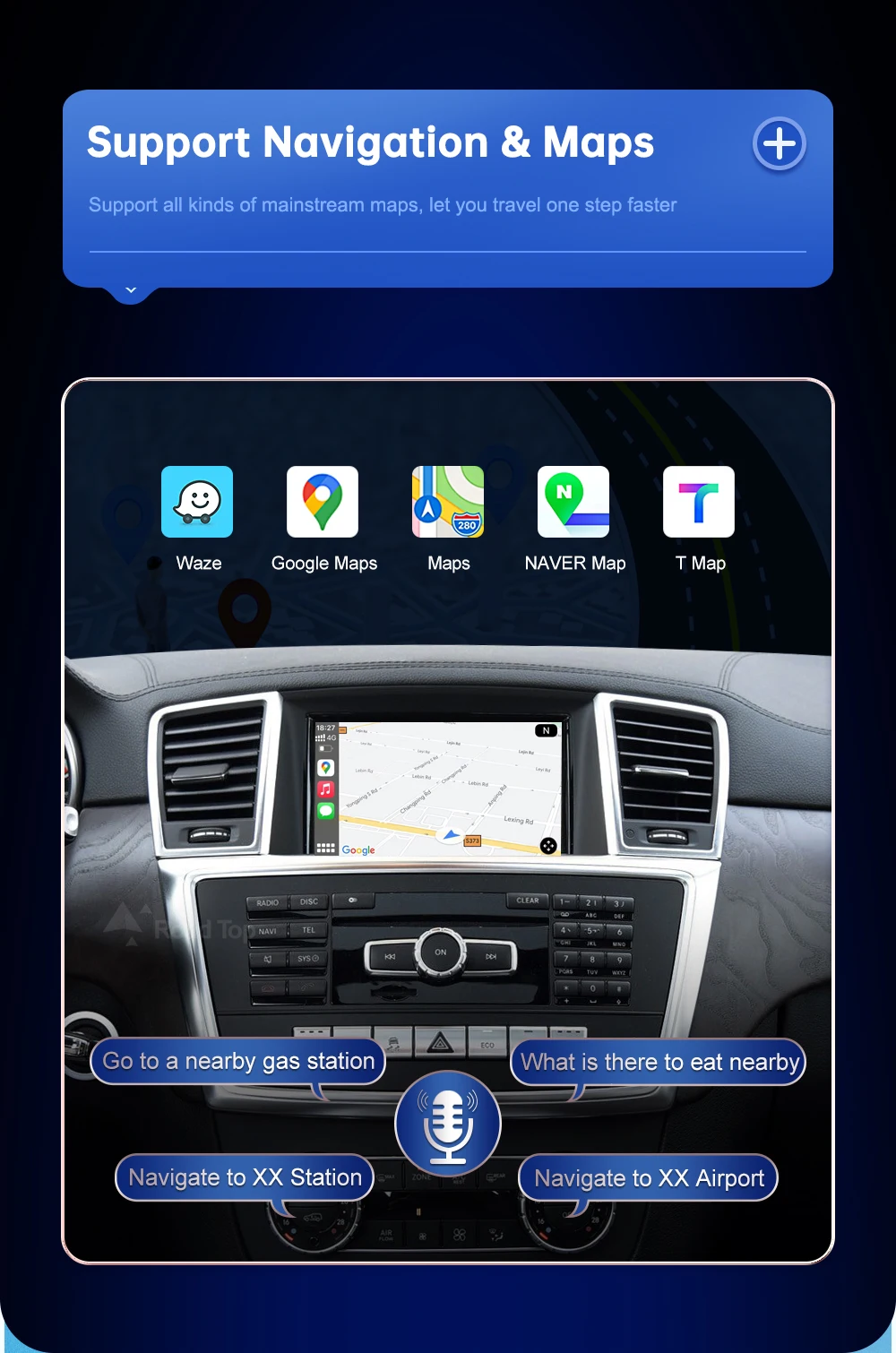Drahtloses Android Auto für Mercedes Benz ML GL W166 X166 NTG4.5/4.7 2011–2015 mit Carplay-Schnittstelle Mirror Link AirPlay – Detail 11