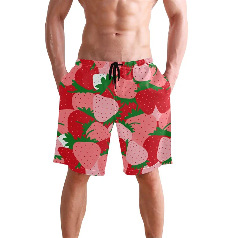 

Summer Harajuku New 3D Watermelon Printing Beach Shorts Strawberry Graphic Swimming Trunks Men Fashion Hawaiian Y2k Board Shorts