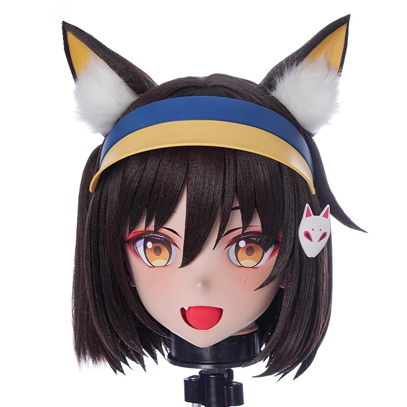 Cerradura de diadema completa, máscaras de resina de muñeca travesti completa personalizadas, personaje de dibujos animados Kig Cosplay, máscaras de Kigurumi de Anime japonés