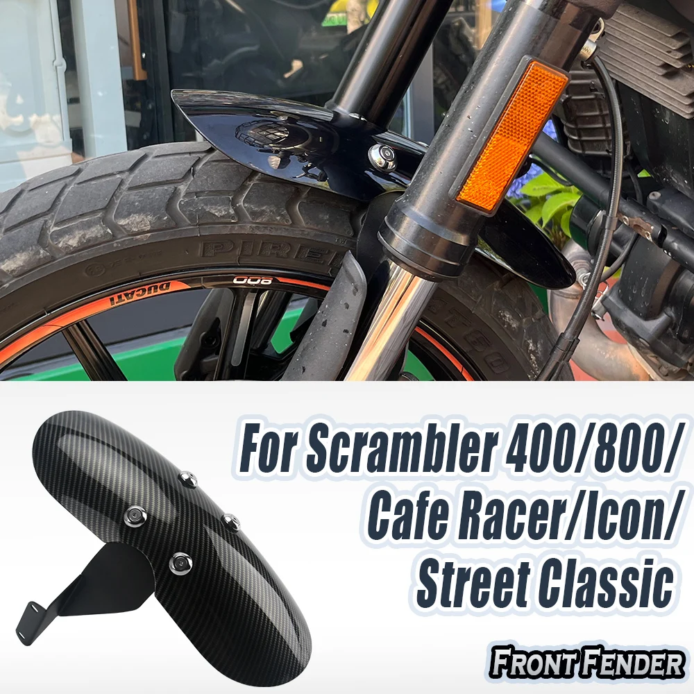 

Motorcycle Front Fender Mudguard Cover Splash Guard Protector For Ducati Scrambler Cafe Racer 400 800 Icon Classic Carbon Look