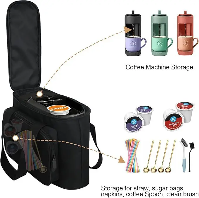 Portable Coffee Maker Carrying Case with Double Handles Oxford Cloth Dustproof Protective Storage Bag Single Serve Coffee Maker