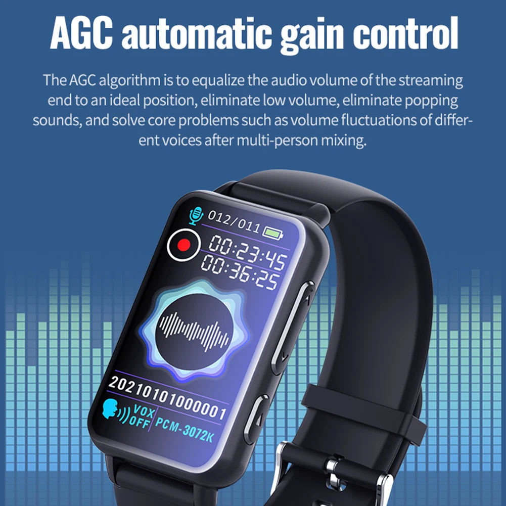 مسجل صوت رقمي متعدد اللغات مسجل صوت منشط مع سماعة رأس HD MP3 سوار مسجل صوت لاجتماعات المحاضرات