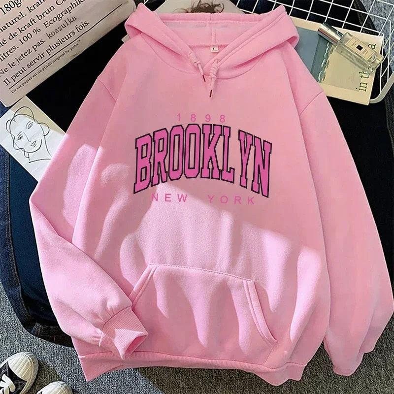 Brooklyn Fashion Hoodie for Woman All Season Daily Casual Sport Hooded Longsleeve Casual HipHop Sweatshirt Harajuku Unisex