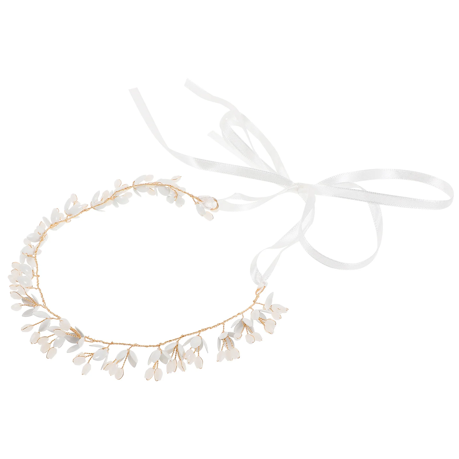 

Elegant Vine Headband Wedding Bride Crystal Flower Hair Accessories Ribbon Hairvine Prom Party Festival Decor For Women Bridal