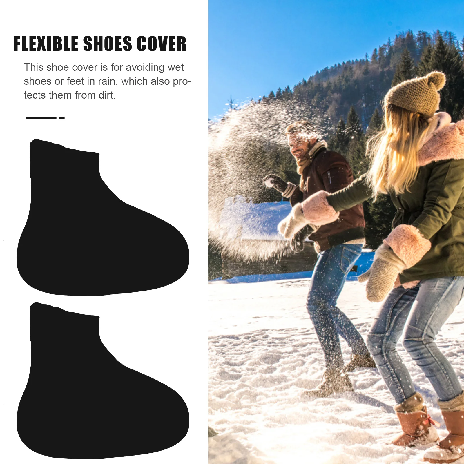 Cubiertas impermeables para zapatos de látex, calcetines altos negros, talla M 36 40, Protector elástico reutilizable antideslizante a prueba de lluvia y nieve para exteriores