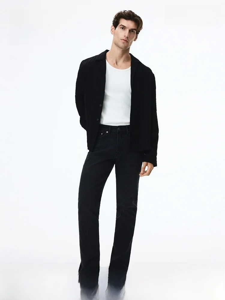 

Loose Men's Denim Jeans American Style Fashionable Stretchy Commuter Long Trousers H&M Summer 2025 mid Waist Cotton Polyester