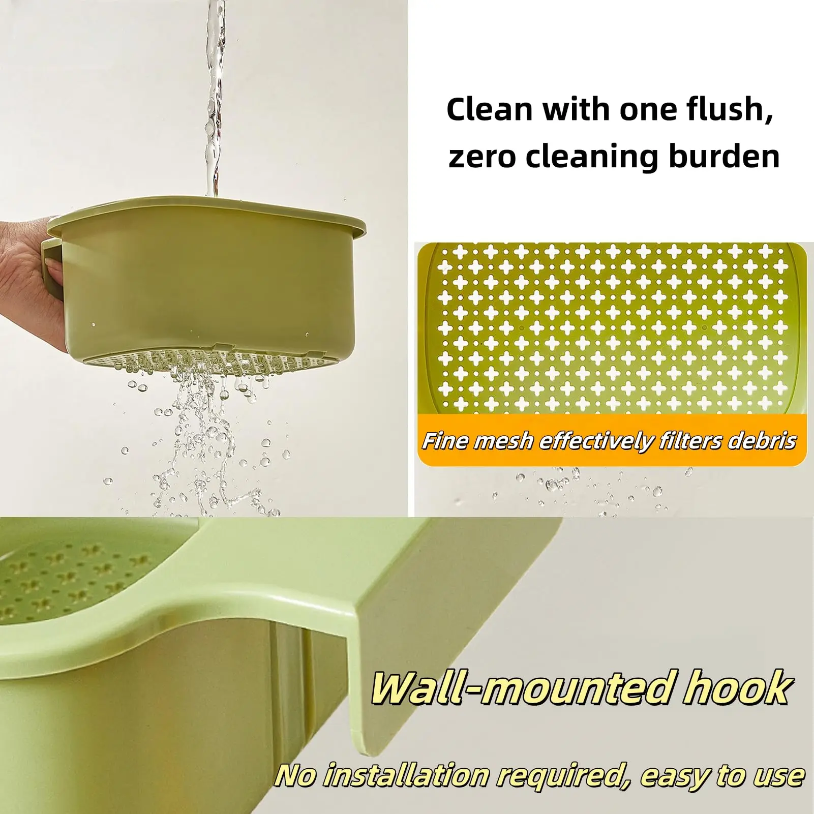 

Hanging Sink Drain Basket Press-Type Multi-Functional Food Residue Separator No-Dirty-Hand Residue Disposal Organizer
