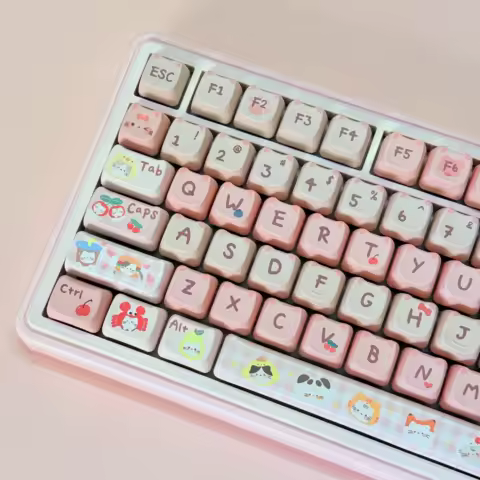 Pink Keycaps PBT Cat theme Cute Custom Keycap MAO Profile for 60% 65% 75% TKL 96% 100% Gaming Office Mechanical Keyboard