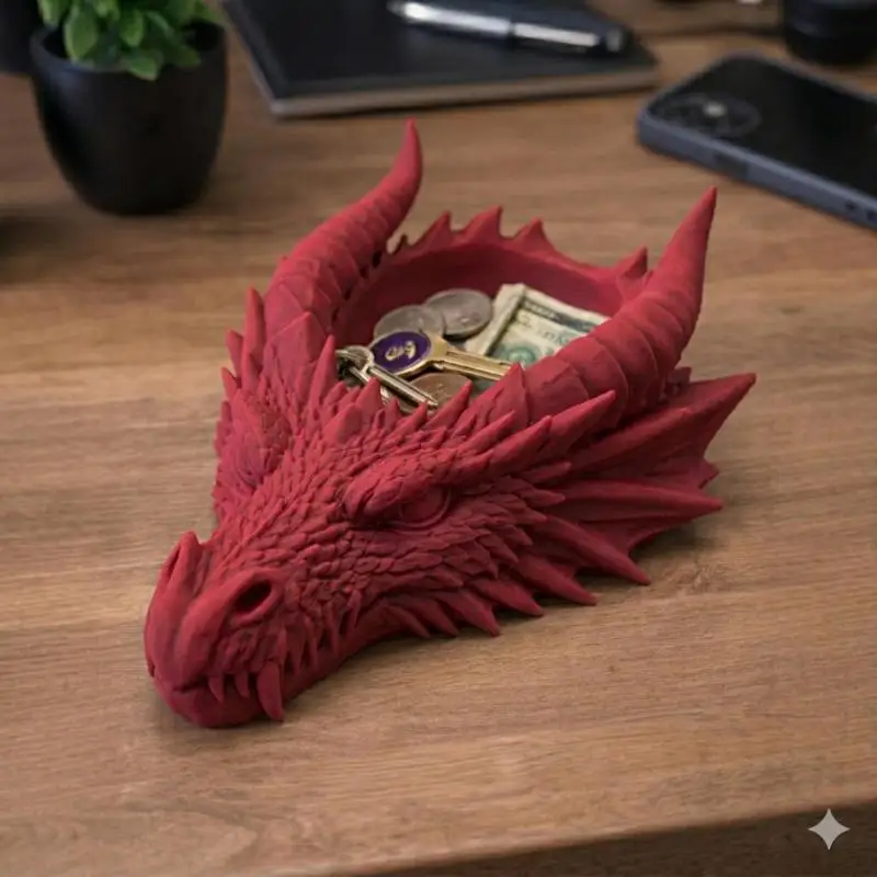 Gothic Dragon Head Storage Tray Unique Jewelry Display Rack Fantasy Organizer for Bedroom Desk Home Shelf