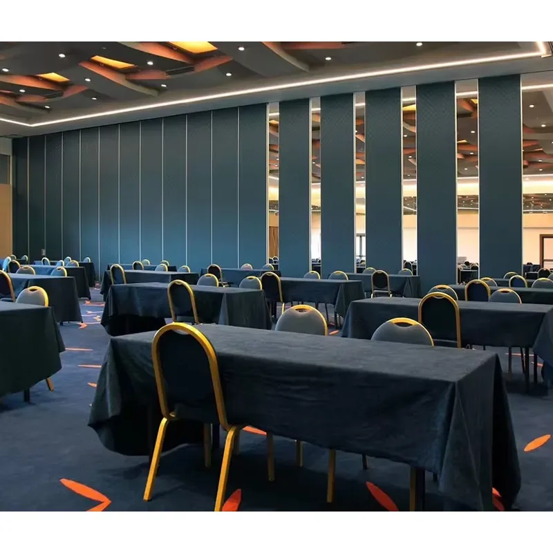 Hotel Banquet Customizable Finishes Artificial Movable Divider Aluminum Frame Sliding Folding Soundproof Movable Wall