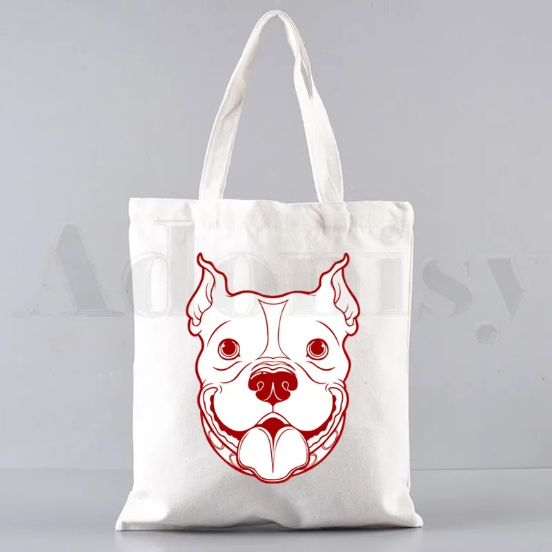 Pitbull Grafik Cartoon gedruckt Leinwand Umhängetasche weibliche Harajuku lustige große Kapazität Öko Umwelt Shopper Tasche