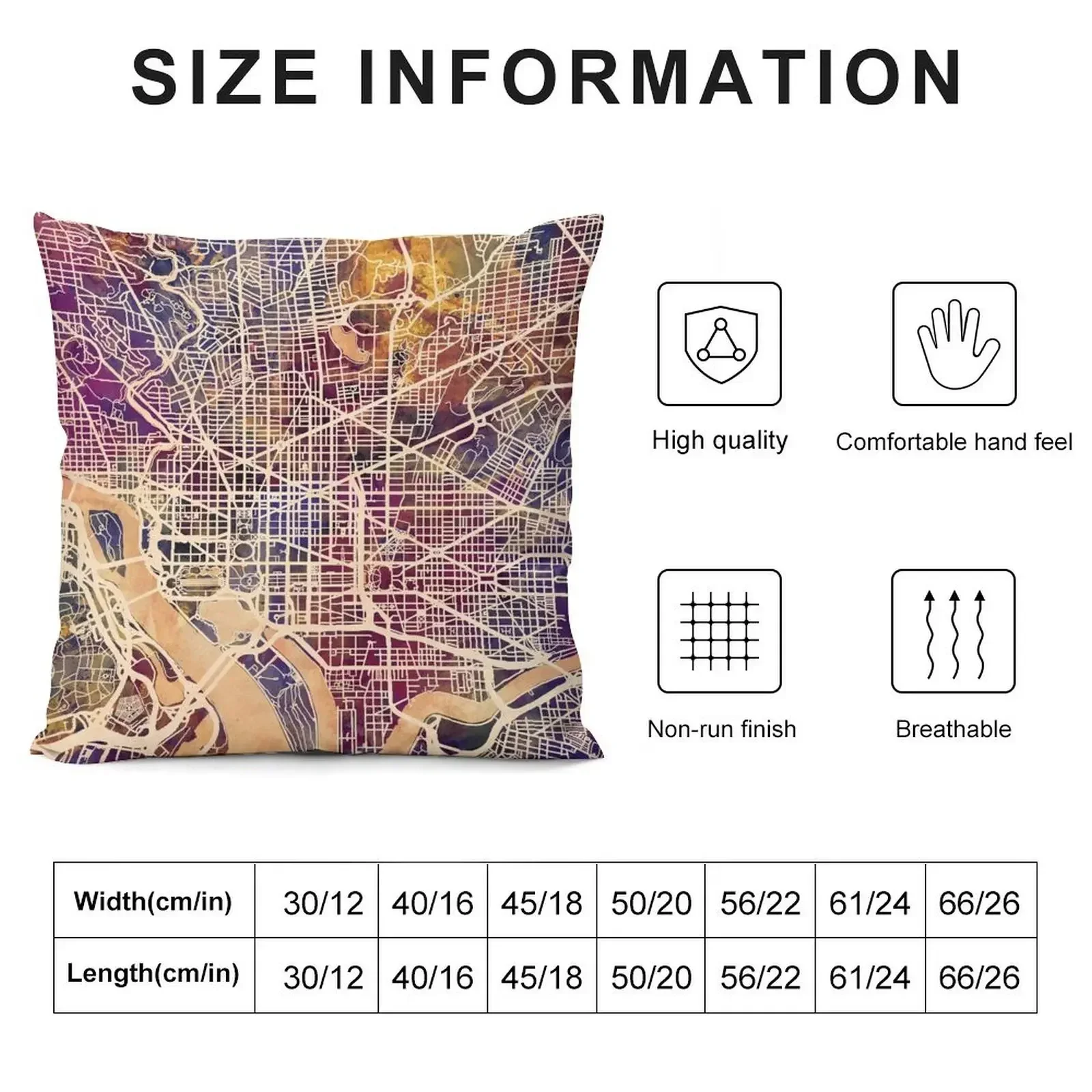 Washington DC Street Map Throw Pillow Luxury Living Room Decorative Cushions Decorative Cushions For Living Room pillow