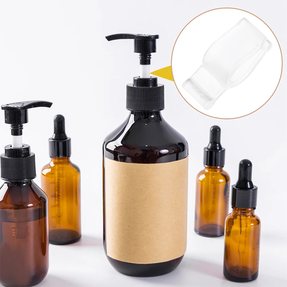 

50pcs Bottle Pump Head Buckle Cleansing Oil Accessory Lock Collar Clip Transparent Leakproof Design PP