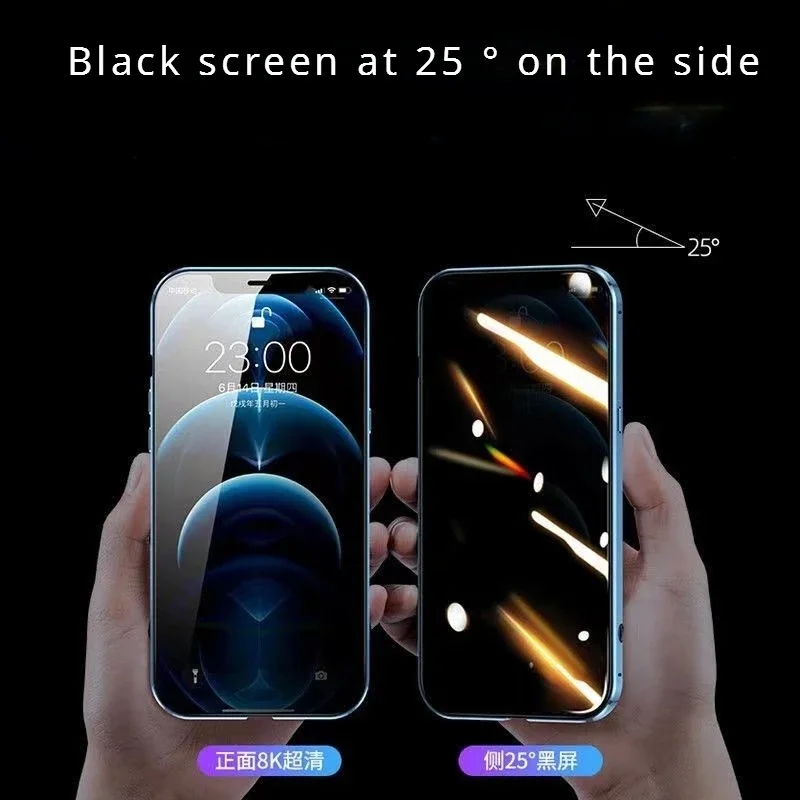 Anti Spy Peep Privacy Magnetic Adsorption Phone Case For iPhone 15 Pro Max Plus 15Pro Double Side Glass For iPhone15 Cover