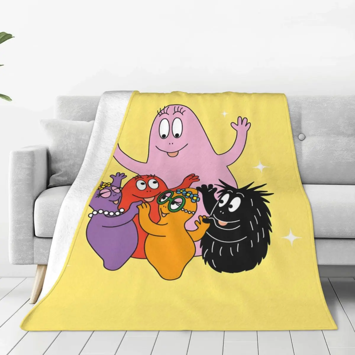 Custom Funny Cartoon Barbapapa Wallpaper Blankets Warm Flannel Throw Blanket for Sofa Office Bedspreads