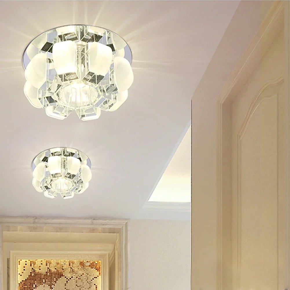 Led crystal aisle lights super bright small ceiling light round entrance  installed corridor   lamp