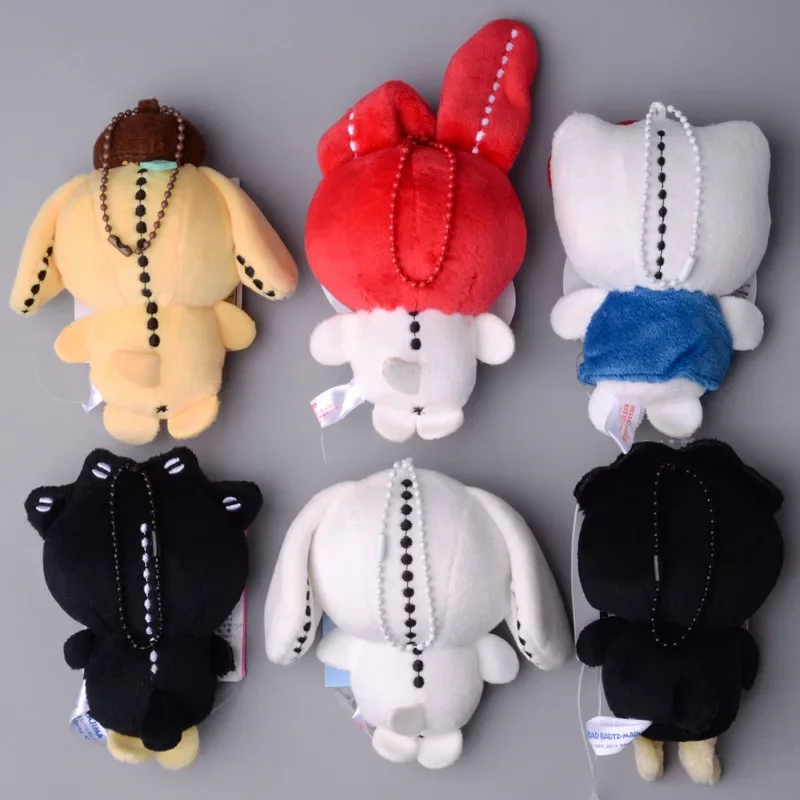 Japanese Series Sanrio Stitch Monster My Melody Cinnamoroll Badtz Maru Pompompurin Plush Toy Doll Key Chain Pendant Small Gift